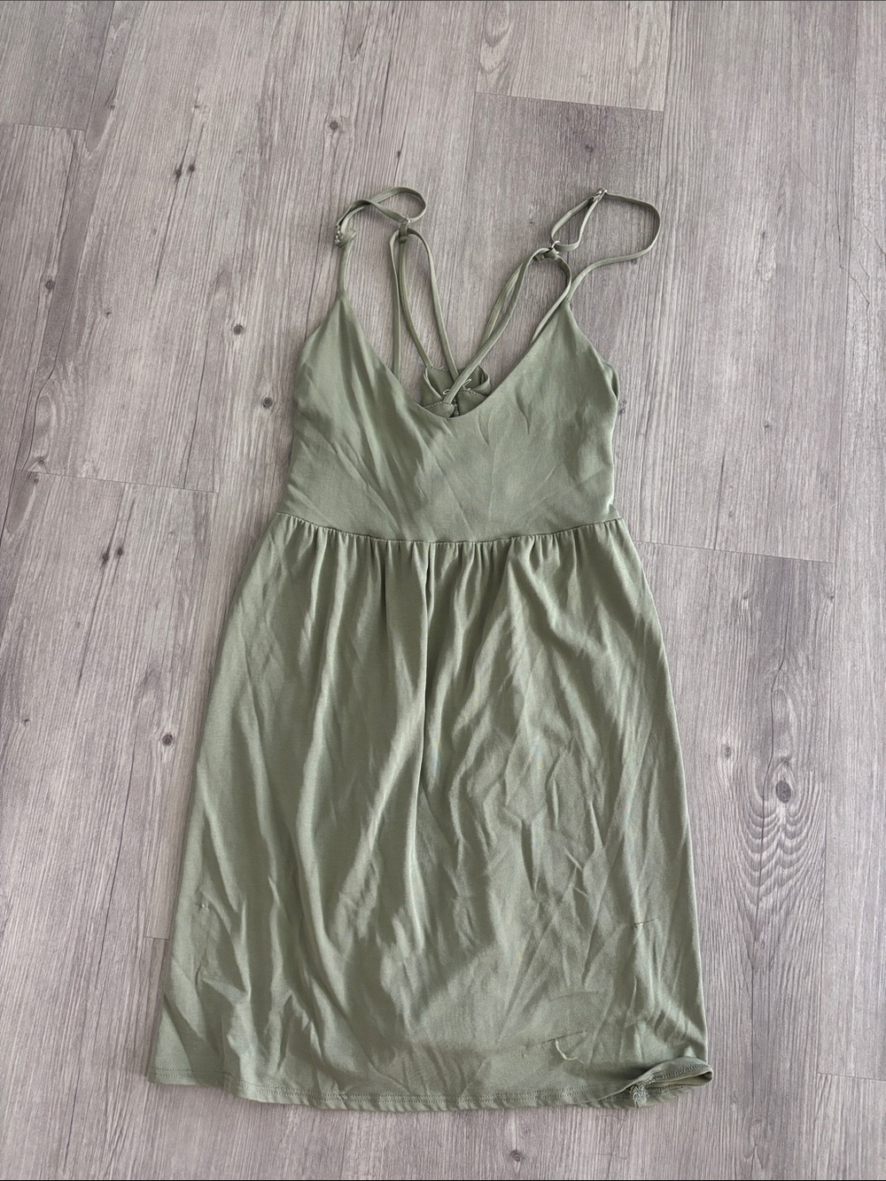 Alya Olive Green V-Neck Strappy Mini Dress